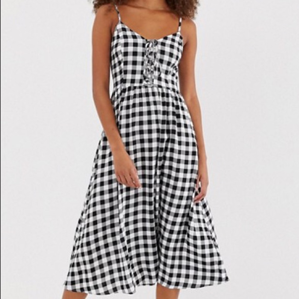 ASOS New Look Gingham Midi Dress